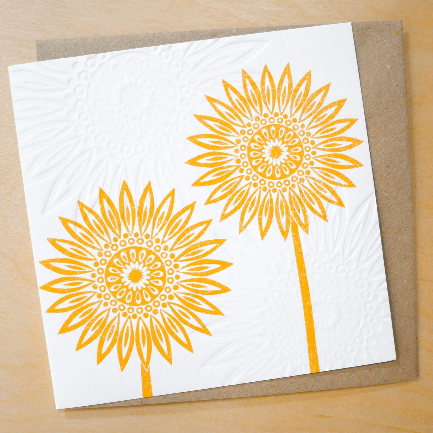Ash Leaf Printing Greetings Card Sunflower (Embossed) - Greetings Card