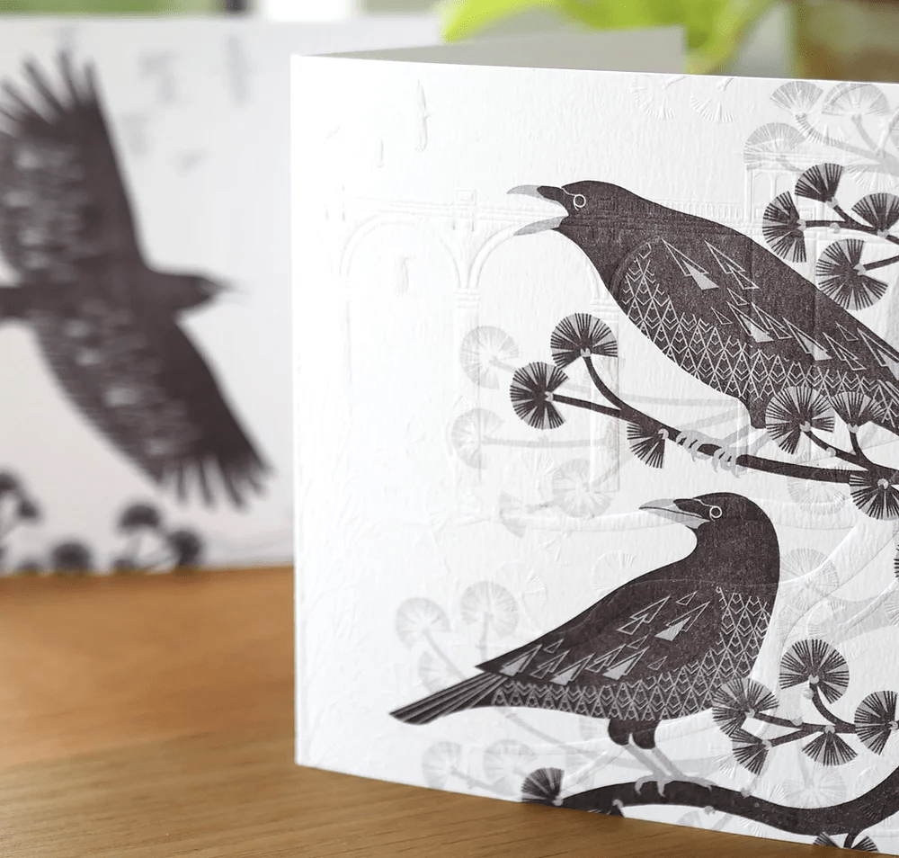 Ash Leaf Printing Greetings Card Two Crows Card