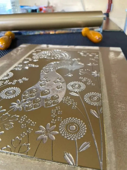 Ash Leaf Printing Print Peacock Black & Gold Print