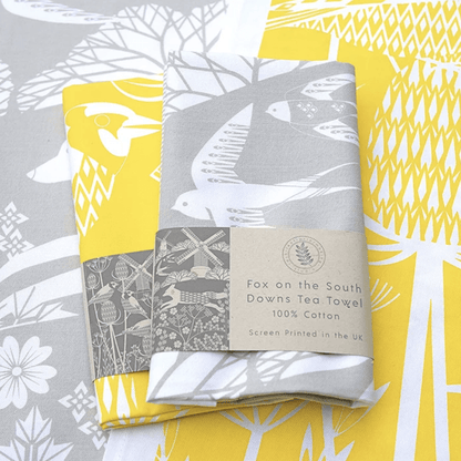 Ash Leaf Printing Tea Towel Grey Fox Tea Towel