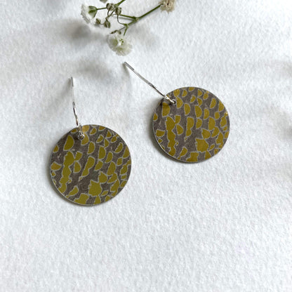 Ava & Bea Earrings Etched Aluminium Coral Print Earrings (Semi Circles)