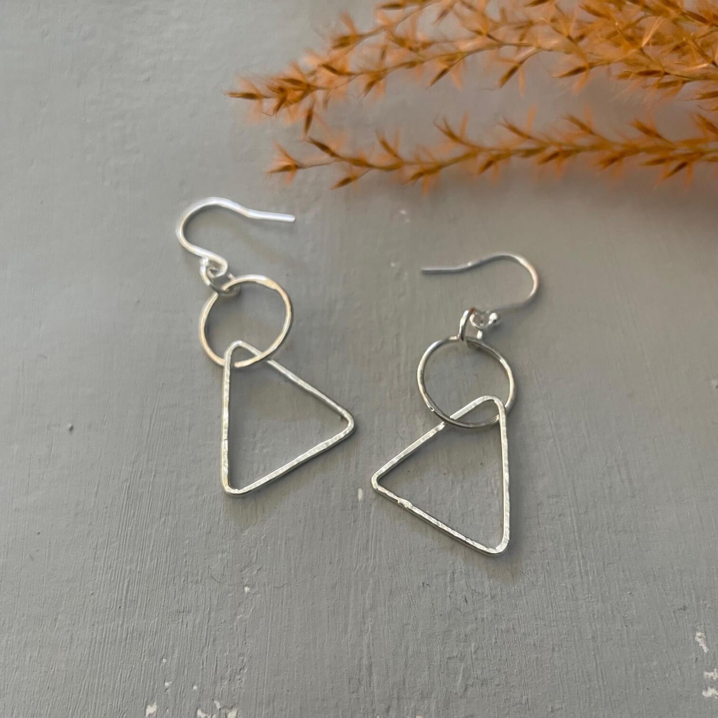 Ava & Bea Earrings Lace Print Circle/Triangle Silver Earrings