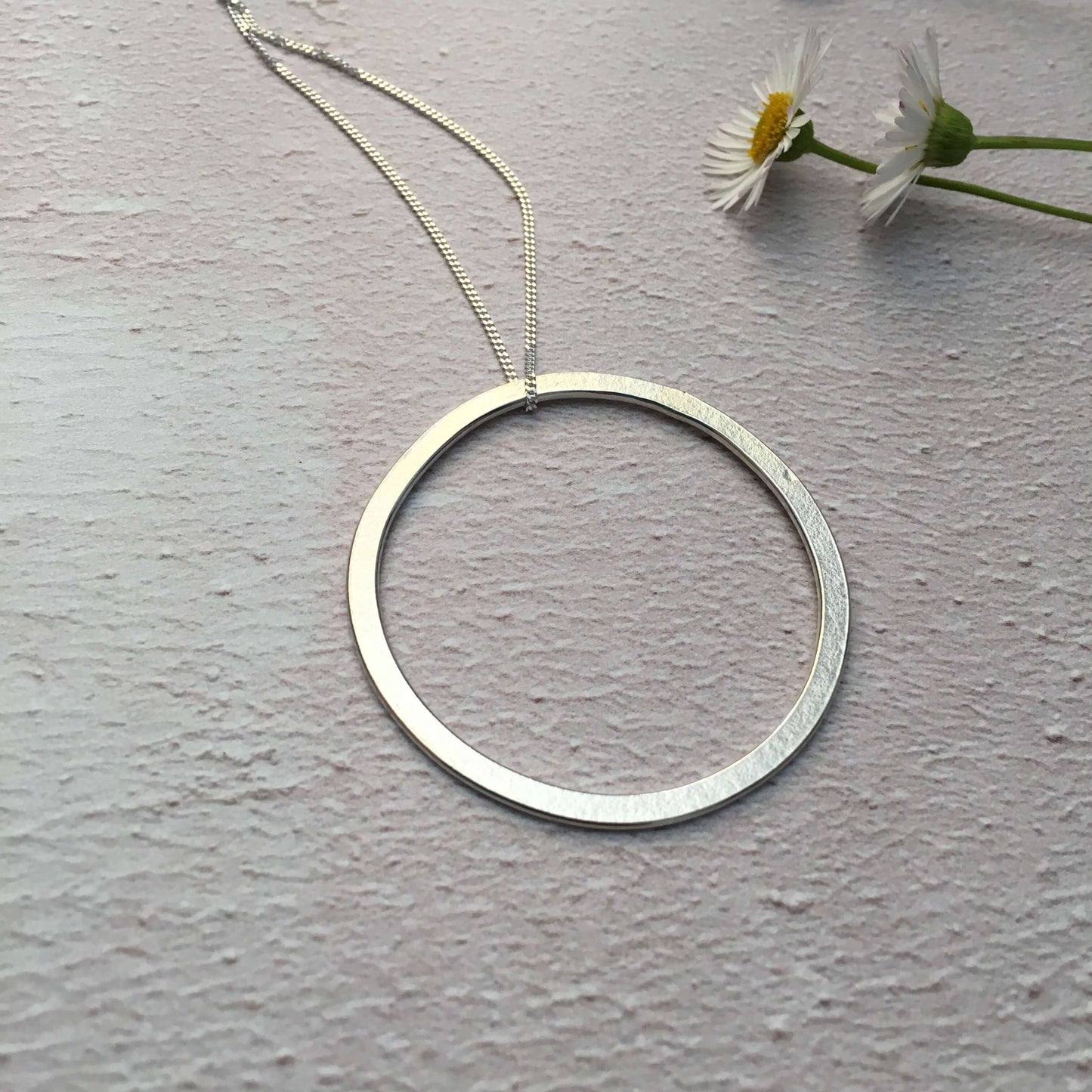 Ava & Bea Necklace Large Paper Print Silver Circle Pendant