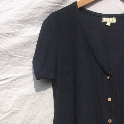 Medium Khadi Cotton Button Dress  - Coal homeware shops bristol gift shops bristol Baana Naturals