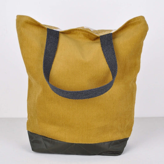 Bits & Totes Bag Corduroy Tote Bag - Mustard Corduroy & Green Quilt