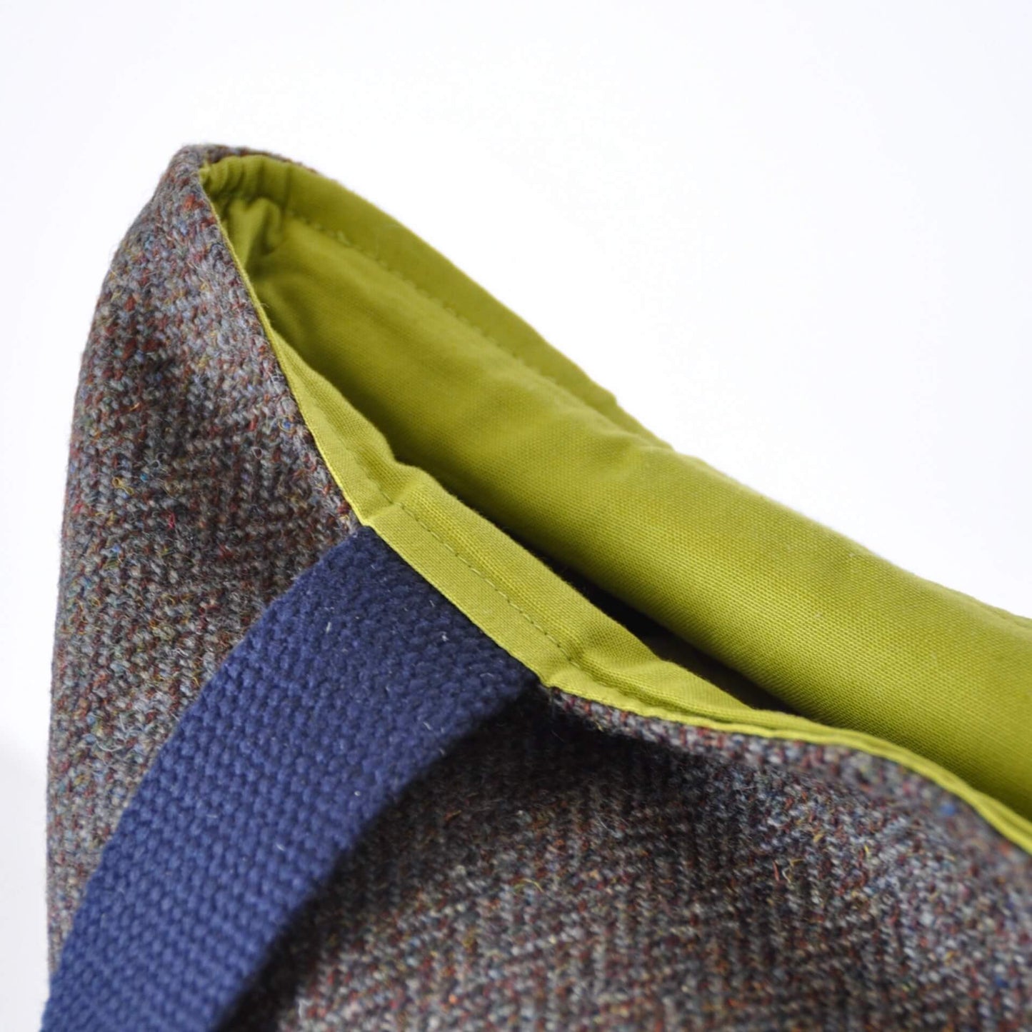 Bits & Totes Bag Tweed and Wool Tote Bag - Green/Brown Herringbone & Blue Twill