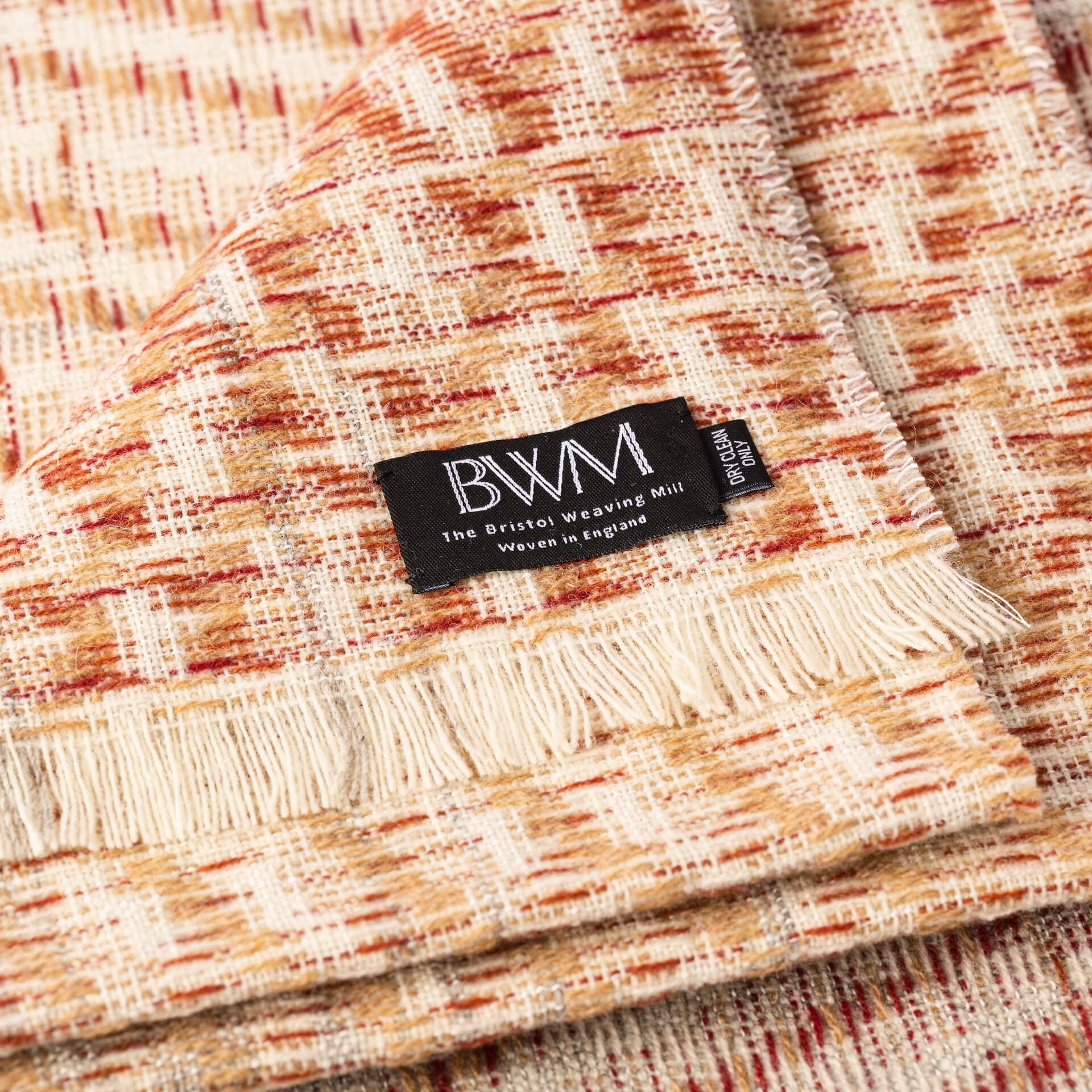 Bristol Weaving Mill Limited-edition Luxury Hand-woven Blanket - 'Maroon & Camel'