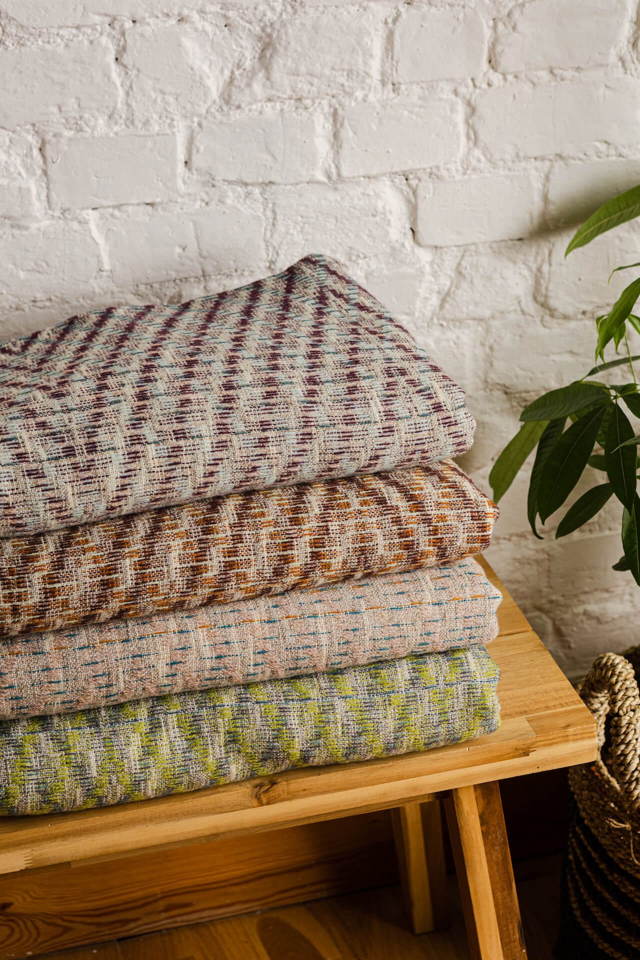 Bristol Weaving Mill Limited-edition Luxury Hand-woven Blanket - 'Maroon & Camel'