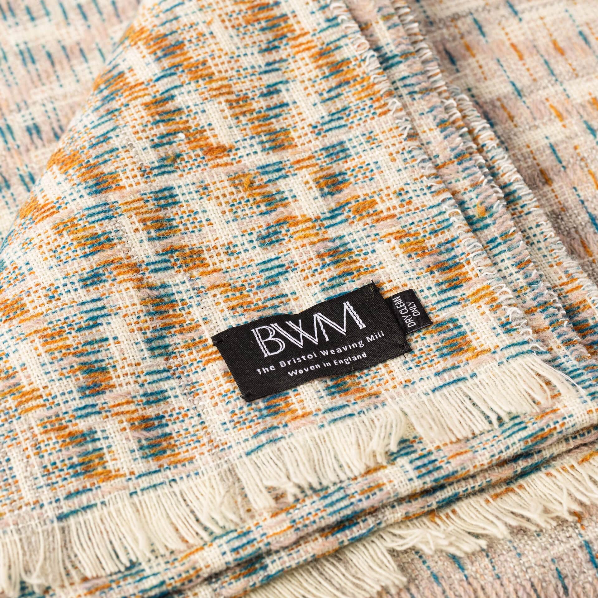 Bristol Weaving Mill Limited-edition Luxury Hand-woven Blanket - 'Teal & Tobacco'