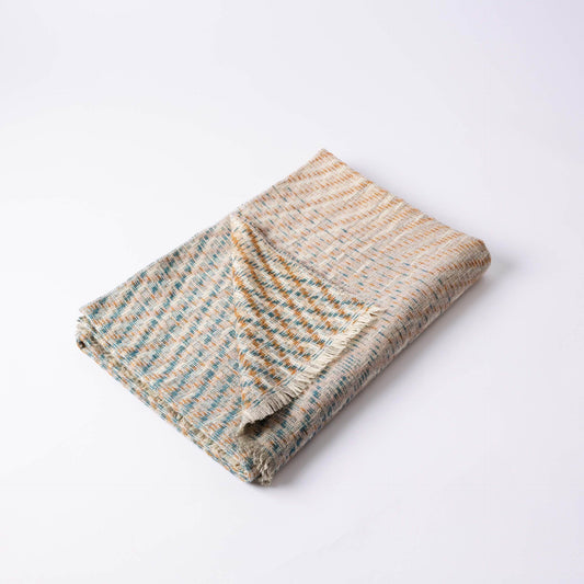 Bristol Weaving Mill Limited-edition Luxury Hand-woven Blanket - 'Teal & Tobacco'