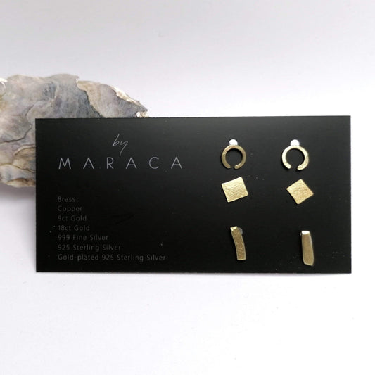 By Maraca Earrings BASE - Stud Set in Brass