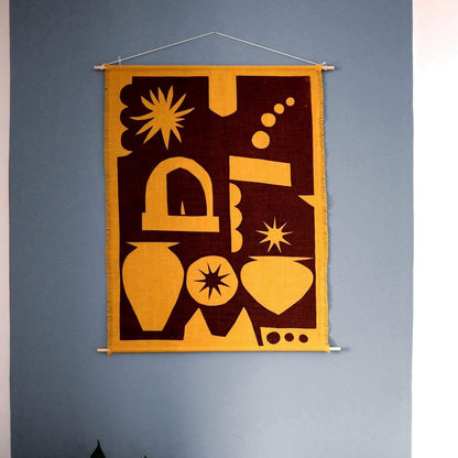 Claire Cartwright Studio Wall Hanging Italy Linen Wall Hanging - Ochre & Chestnut