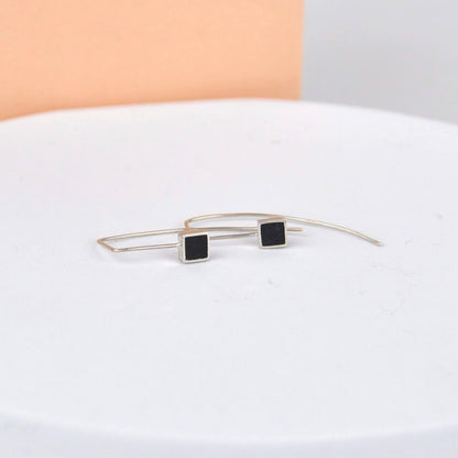 Clare Lloyd Earrings Black Contemporary Square Wire Earrings (various colours)