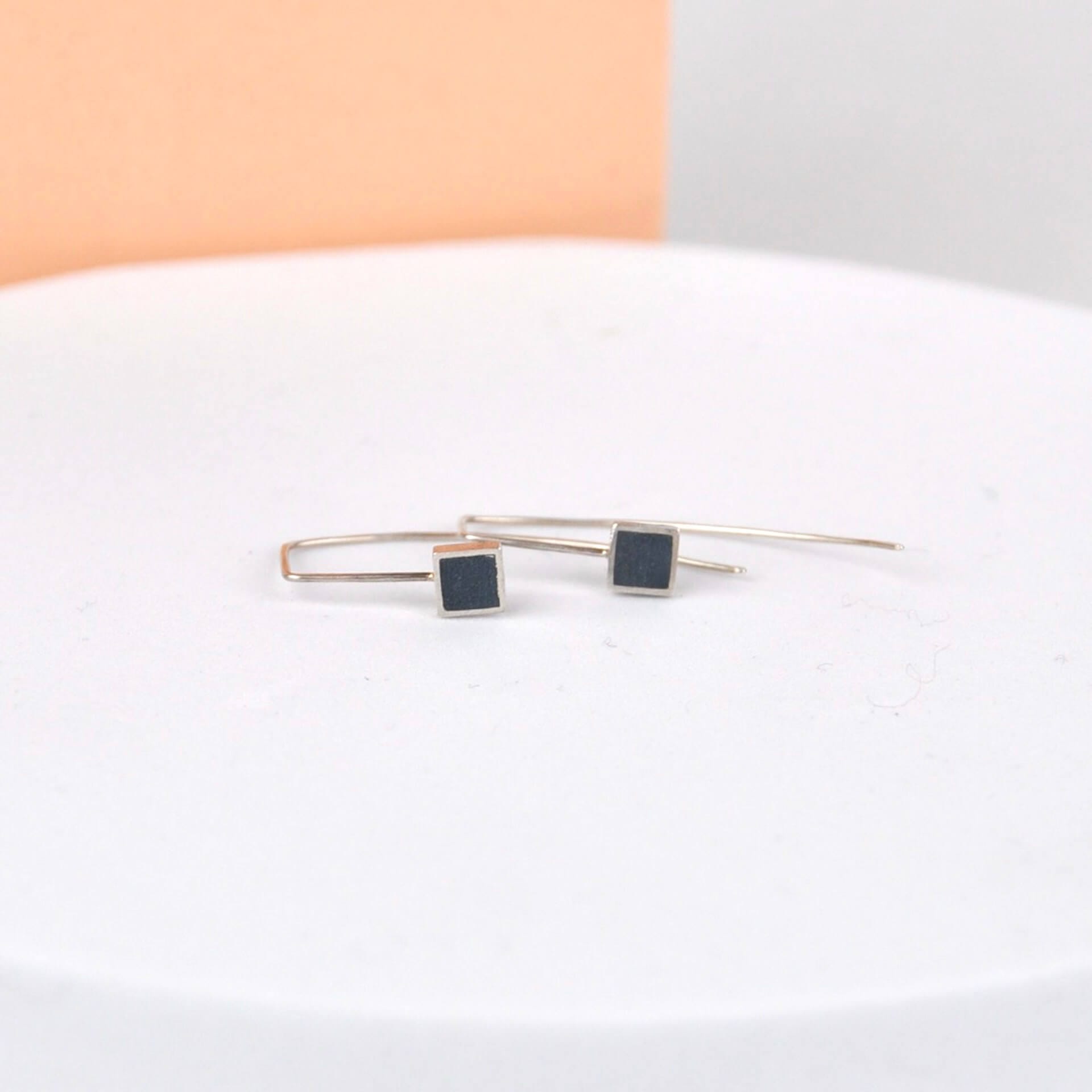 Earrings Grey Contemporary Square Wire Earrings (various colours) homeware shops bristol gift shops bristol Clare Lloyd