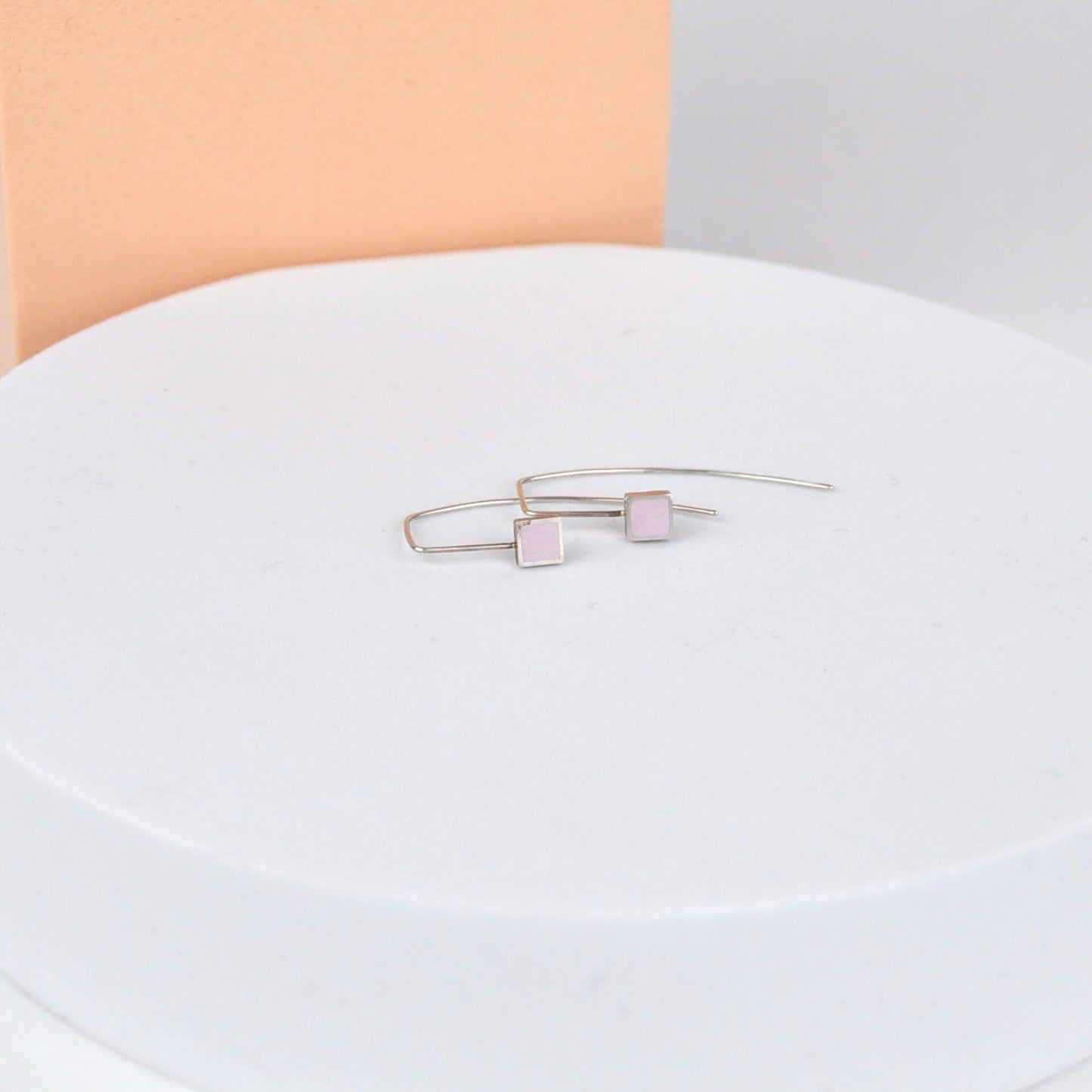 Clare Lloyd Earrings Pink Contemporary Square Wire Earrings (various colours)