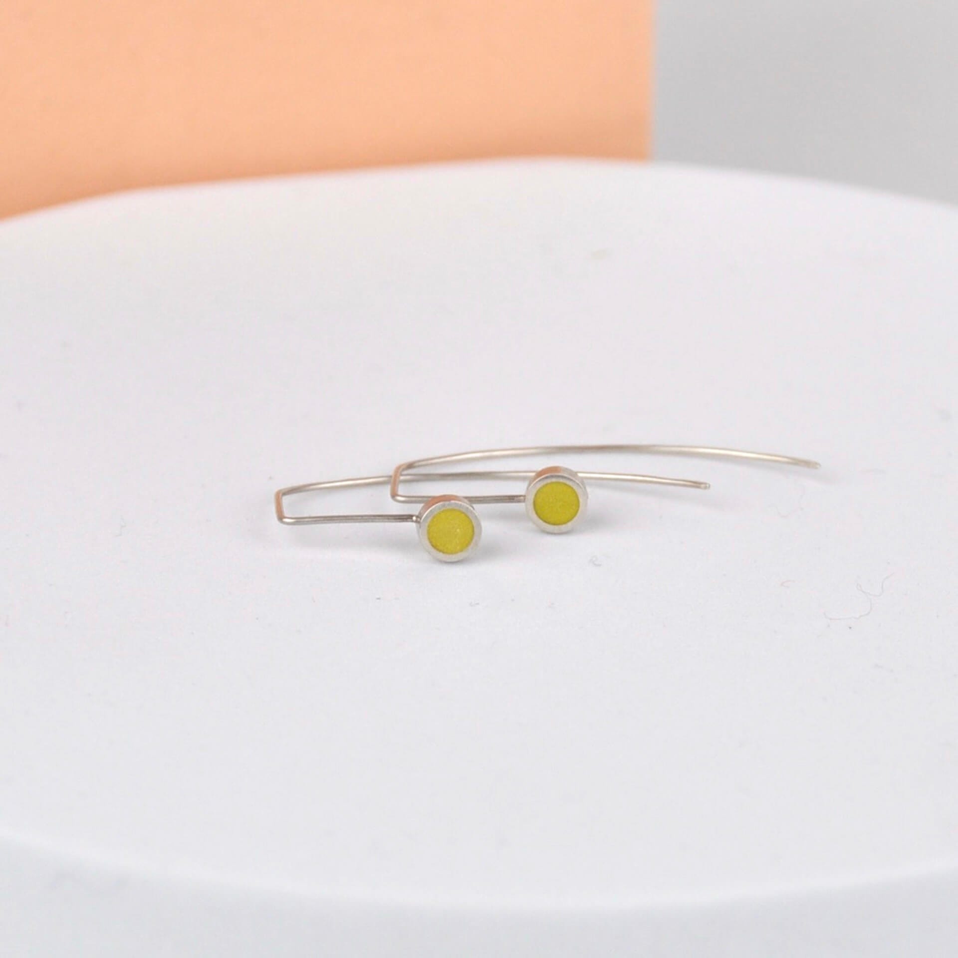 Clare Lloyd Earrings Yellow Contemporary Round Wire Earrings (various colours)