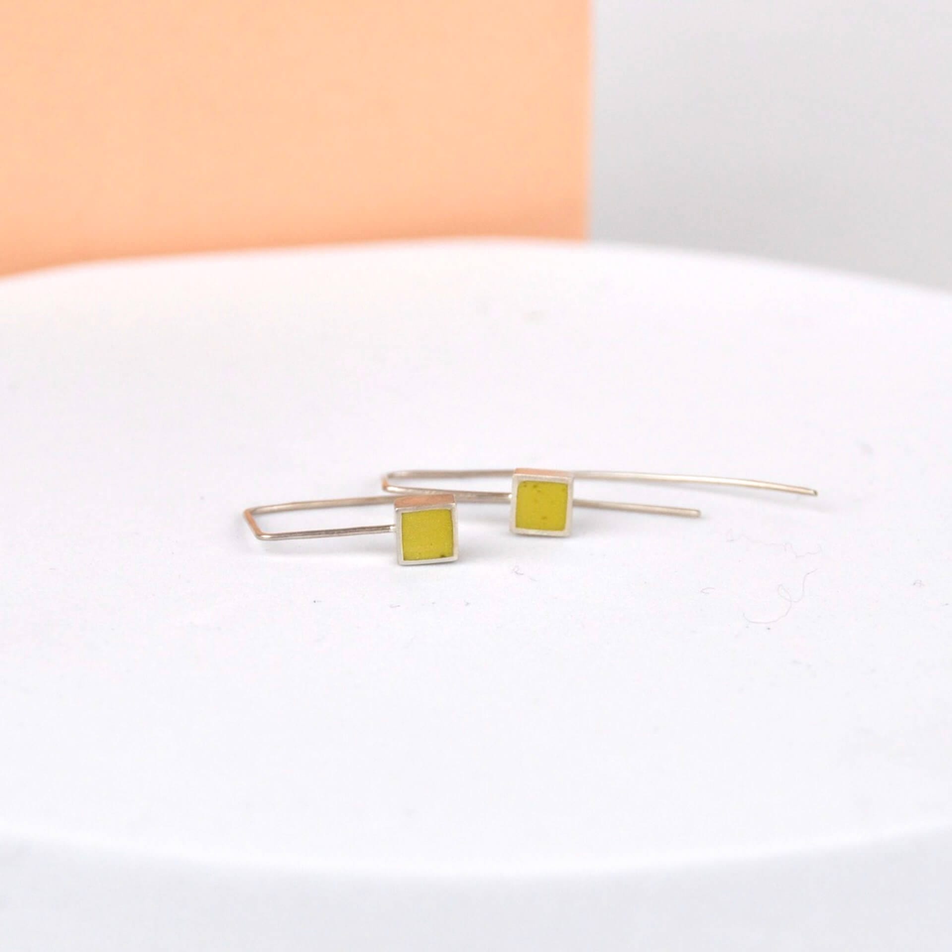 Earrings Yellow Contemporary Square Wire Earrings (various colours) homeware shops bristol gift shops bristol Clare Lloyd