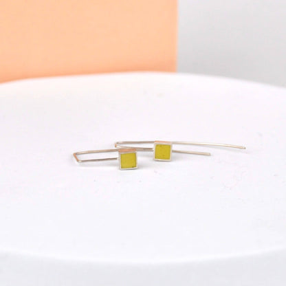 Earrings Yellow Contemporary Square Wire Earrings (various colours) homeware shops bristol gift shops bristol Clare Lloyd