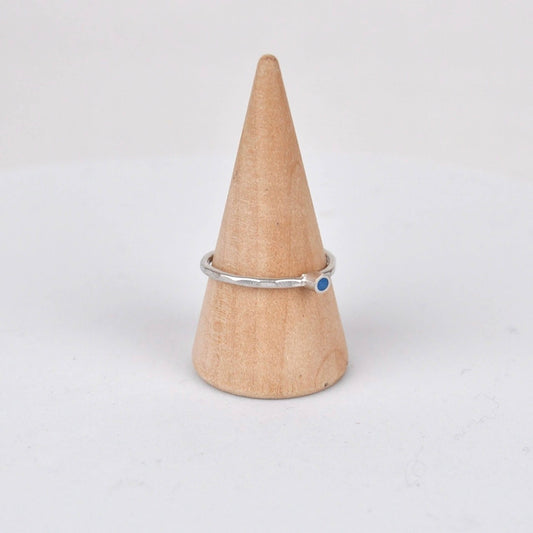 Clare Lloyd Ring Ring Size: P Tiny Circle Stacking Ring - Blue