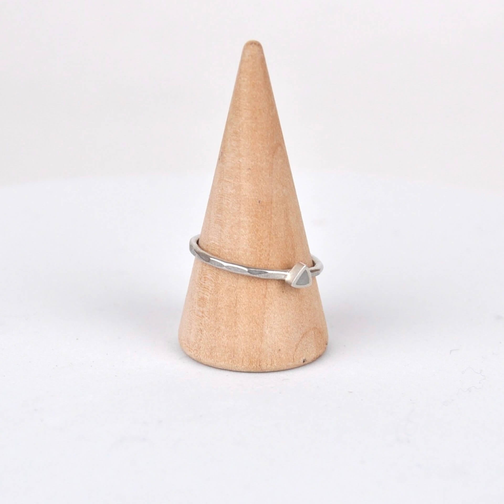 Clare Lloyd Ring Ring Size: R Triangle Stacking Ring - Grey