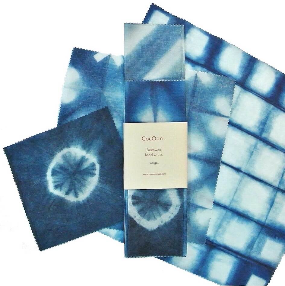 COCOON Natural Dye House Food Wrap Beeswax food wrap. Natural Dye: Indigo (3 pack)