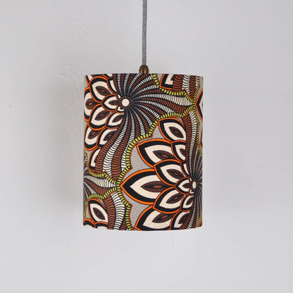 Colourful Shadez Bristol ⌀ 20 cm x H 25cm (tall) African Print Lampshade - Brown Peacock Feather (various sizes)