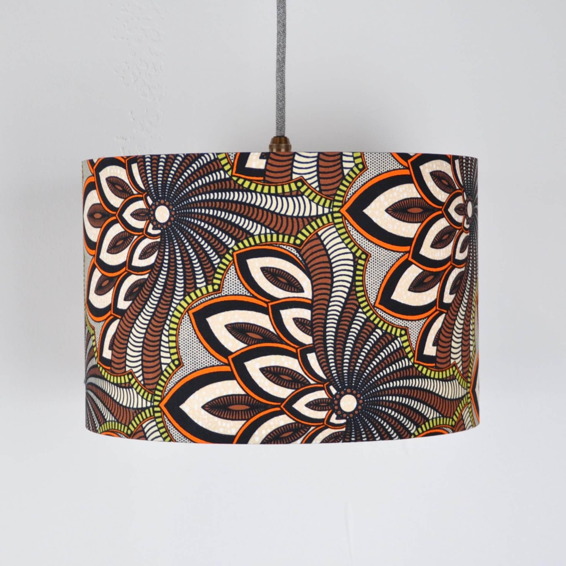 Colourful Shadez Bristol ⌀ 30cm x H20cm African Print Lampshade - Brown Peacock Feather (various sizes)