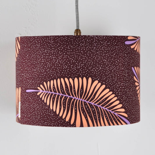 Colourful Shadez Bristol ⌀ 30cm x H20cm African Print Lampshade - Purple Feather (various sizes)