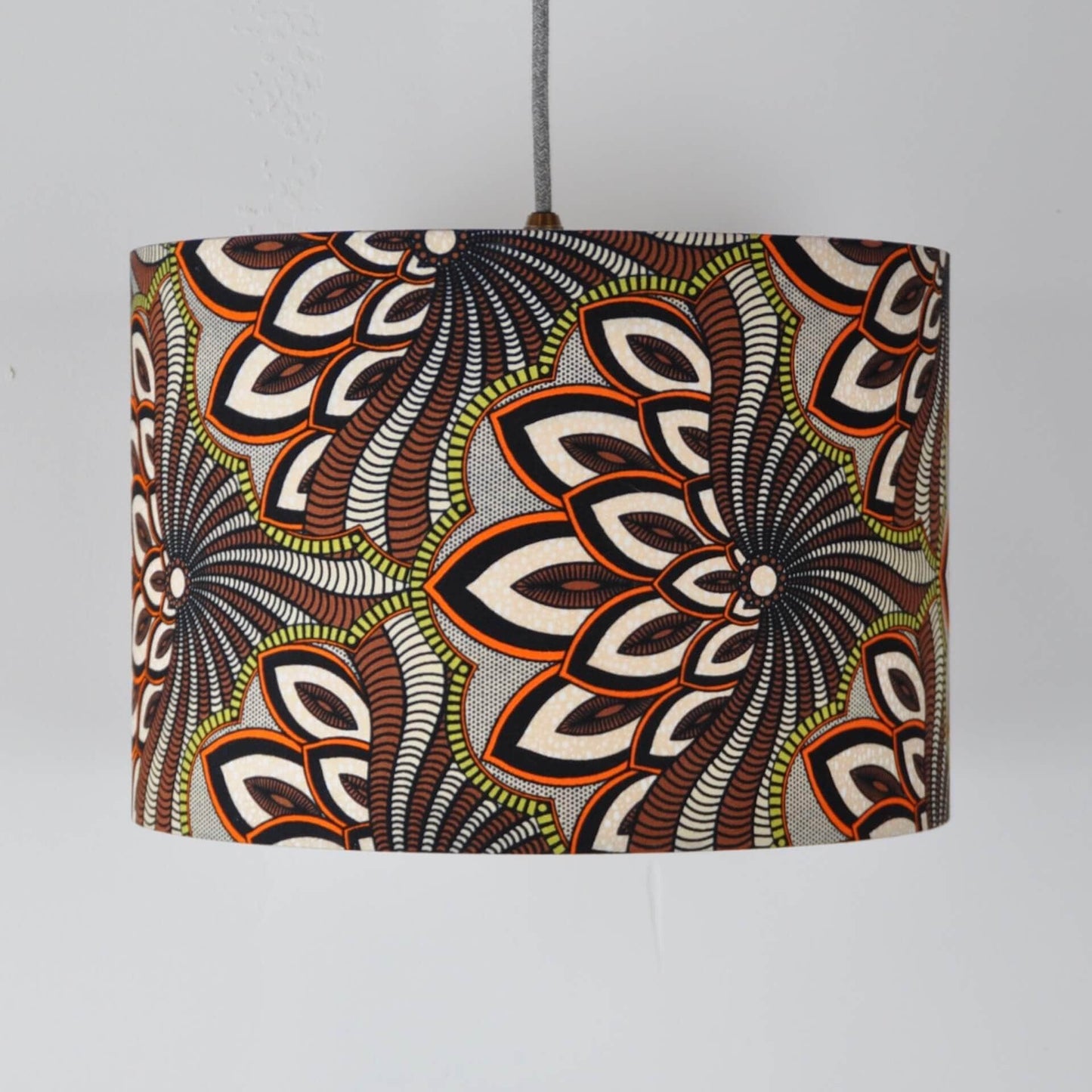 Colourful Shadez Bristol ⌀ 35cm x H24cm African Print Lampshade - Brown Peacock Feather (various sizes)