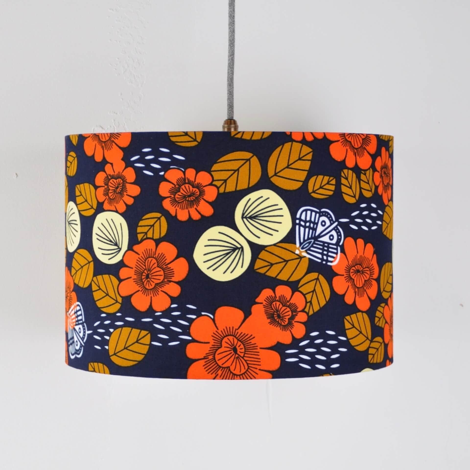 Colourful Shadez Bristol ⌀ 35cm x H24cm African Print Lampshade - Butterfly Blue (various sizes)
