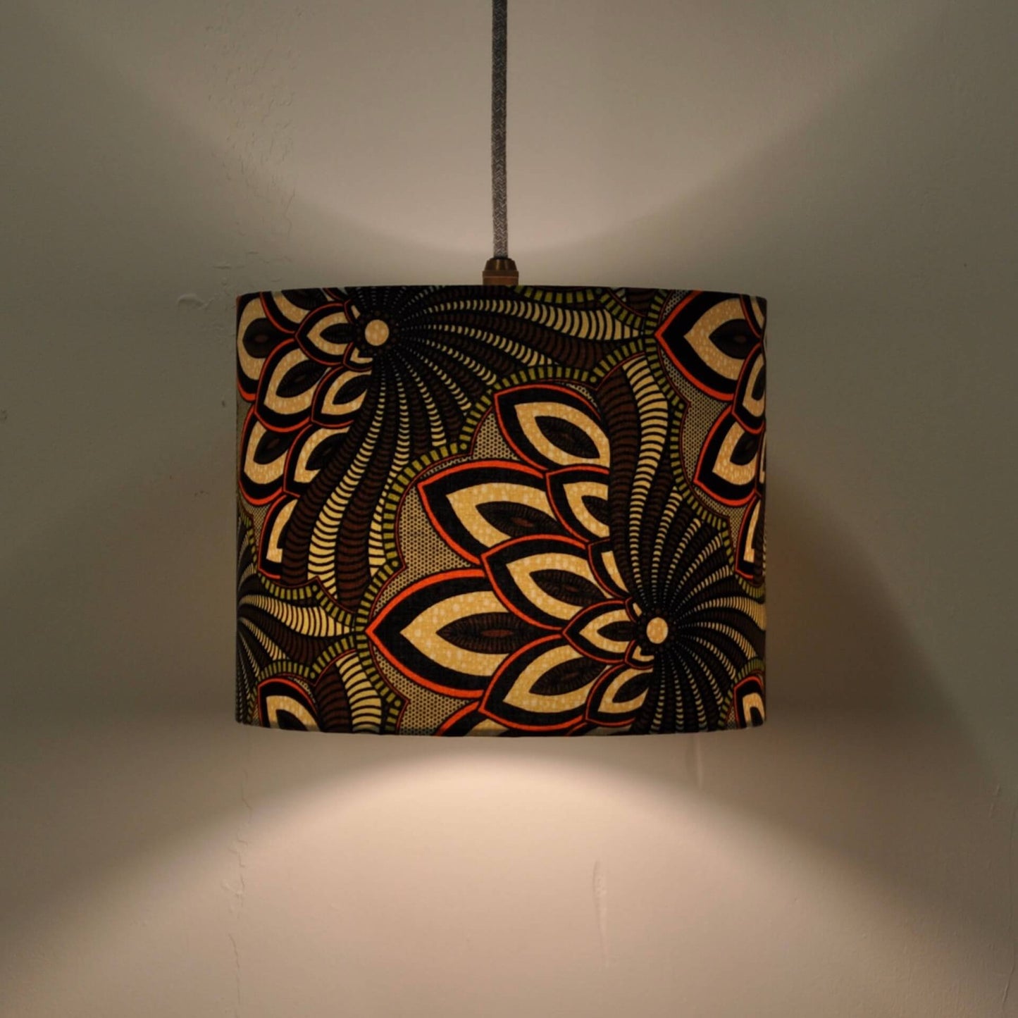 Colourful Shadez Bristol African Print Lampshade - Brown Peacock Feather (various sizes)