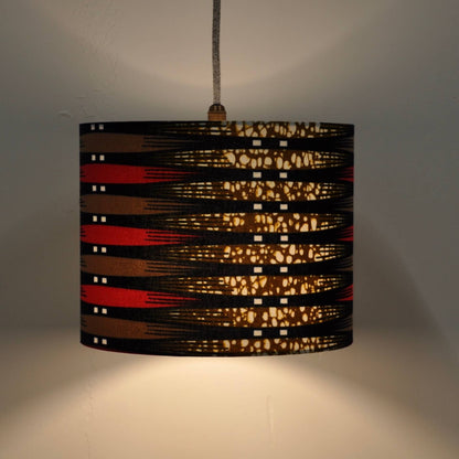 Colourful Shadez Bristol African Print Lampshade - Red & Brown Strip (various sizes)