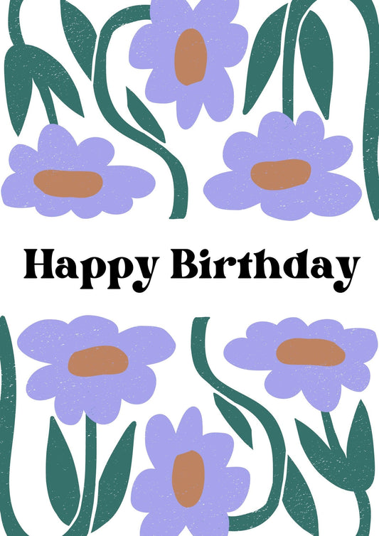 Do It Later Illustration Greetings Card Purple Flower Birthday Card