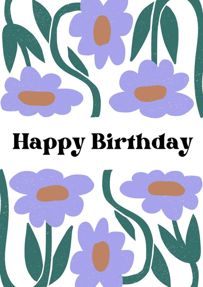 Greetings Card Purple Flower Birthday Card homeware shops bristol gift shops bristol Do It Later Illustration