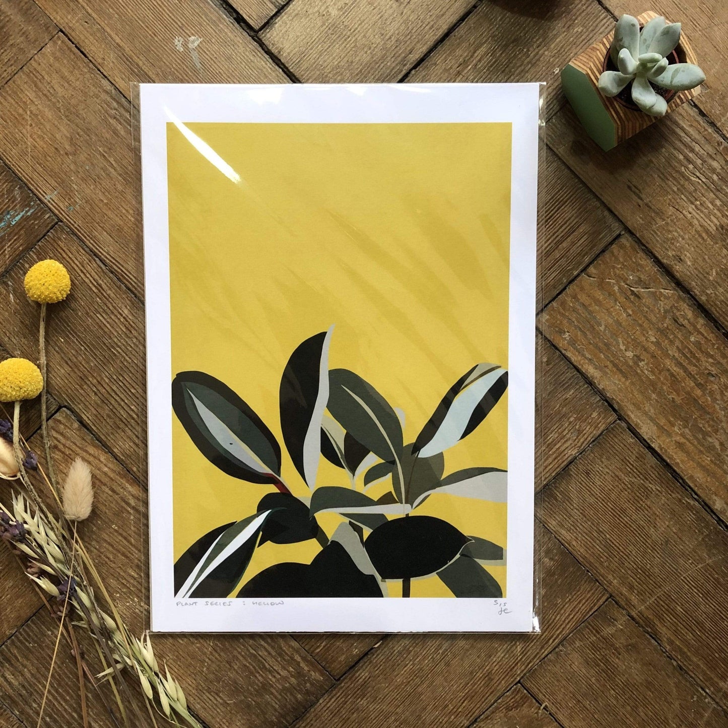 Do It Later Illustration Prints A4  (21 x 29.7cm) Yellow Plant Print (various sizes)
