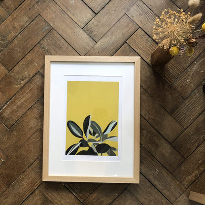 Do It Later Illustration Prints Framed - A4 Yellow Plant Print (various sizes)