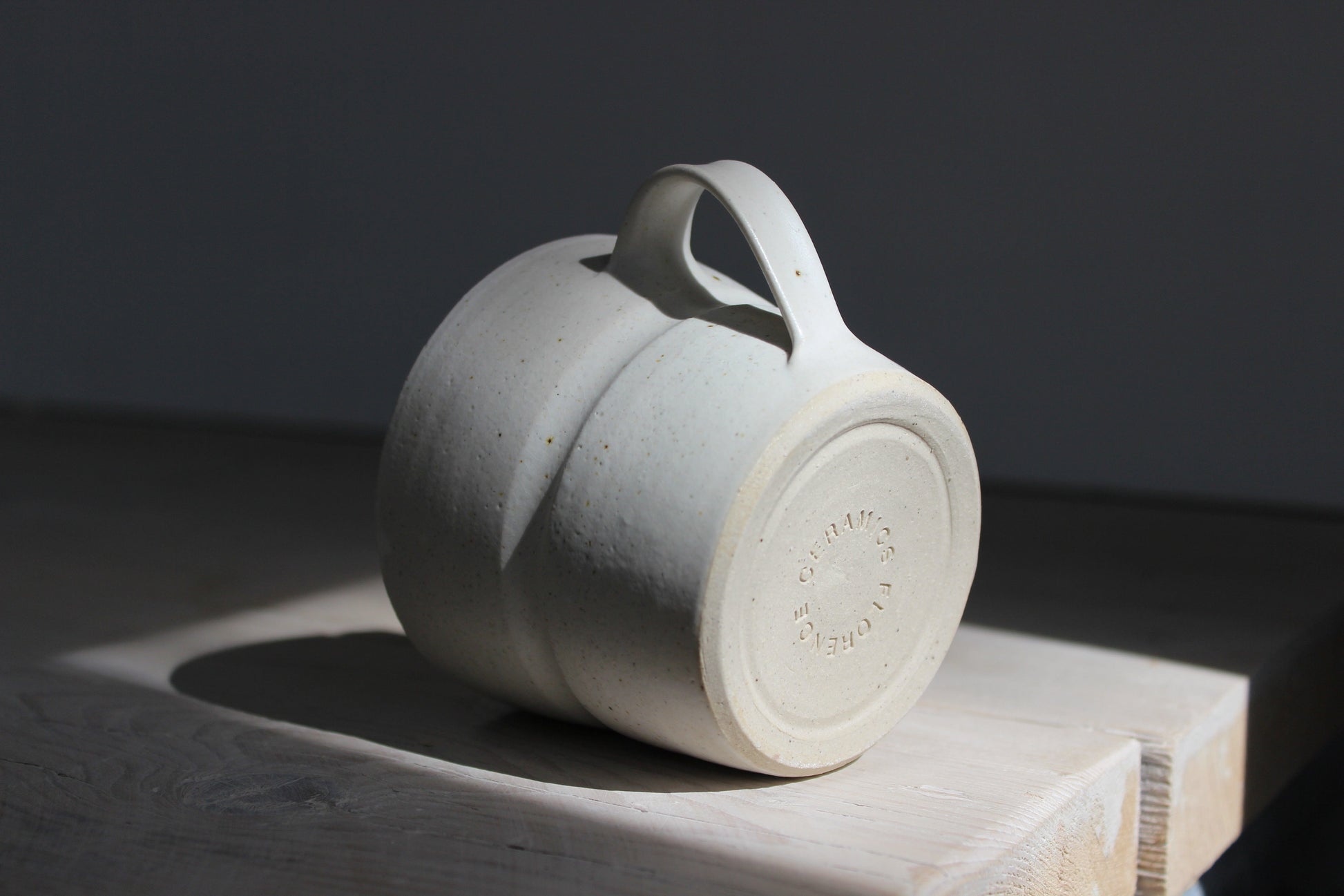 Florence Ceramics Grooved White Mug