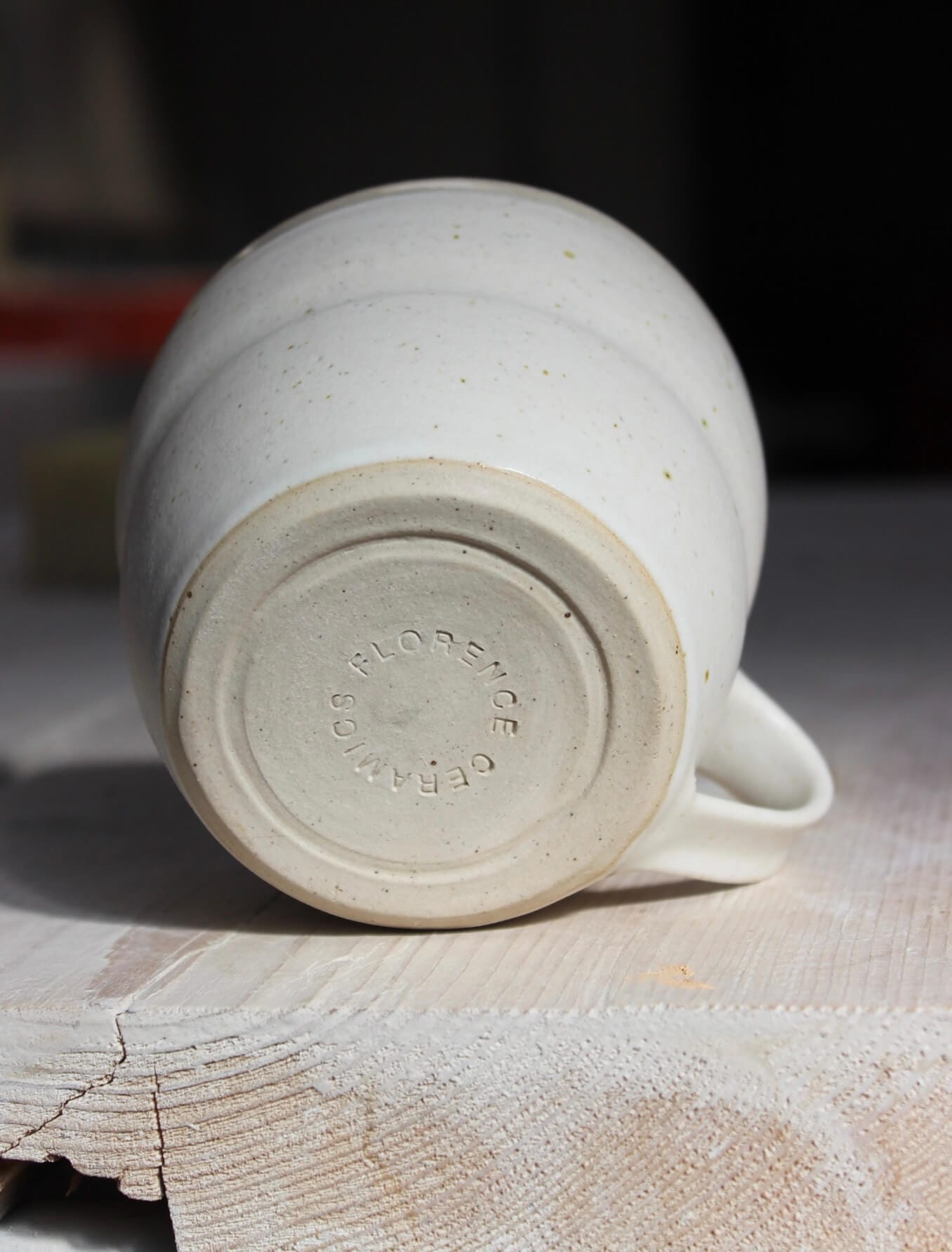 Florence Ceramics Grooved White Mug