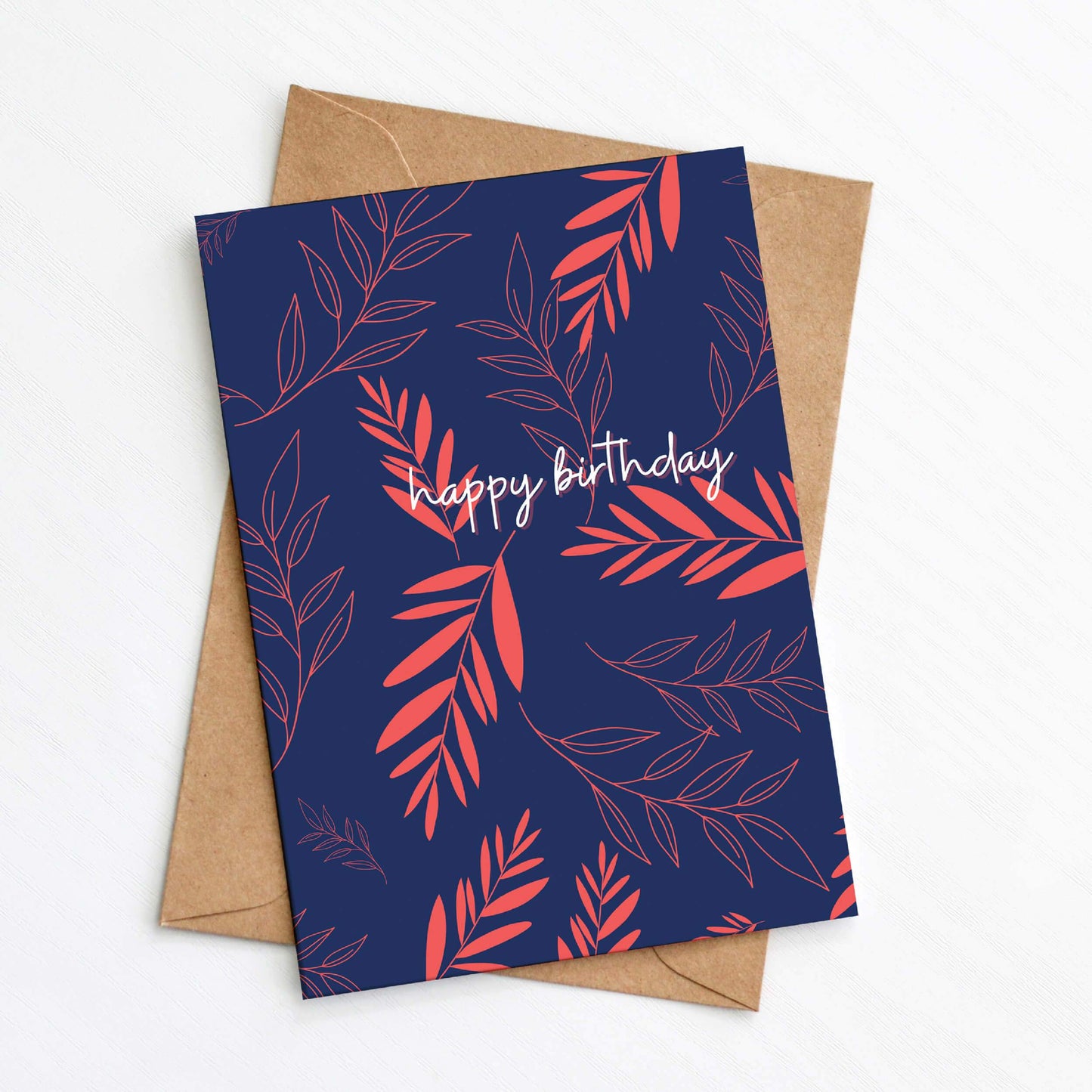 Greenwich Paper Studio Greetings Card Botanical Birthday Card (Blue & Coral)