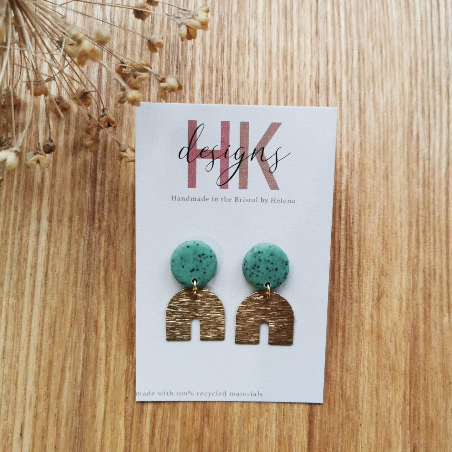 HK Designs Earrings Dinky Arch Dangle Earrings - Mint