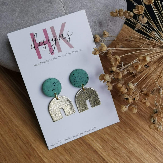 HK Designs Earrings Dinky Arch Dangle Earrings - Mint