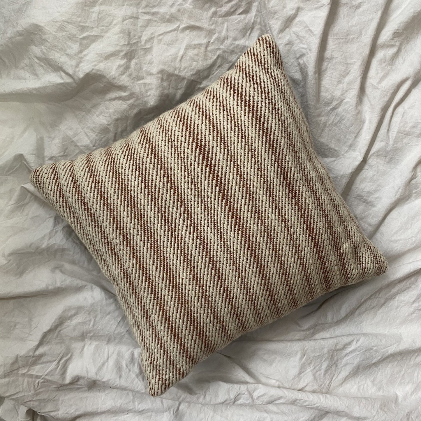 Honest Weaves Cushion Handwoven Cushion 'White And Rust - 40 X 40cm