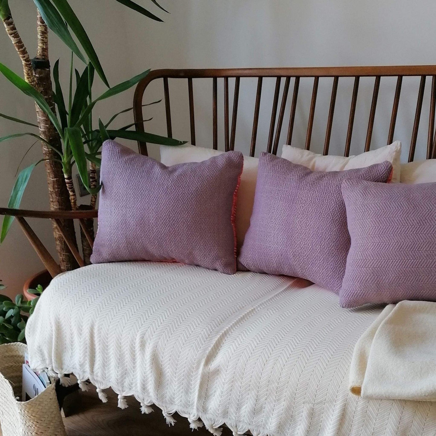 Honest Weaves Cushion Lilac & Pink Handwoven Cushion