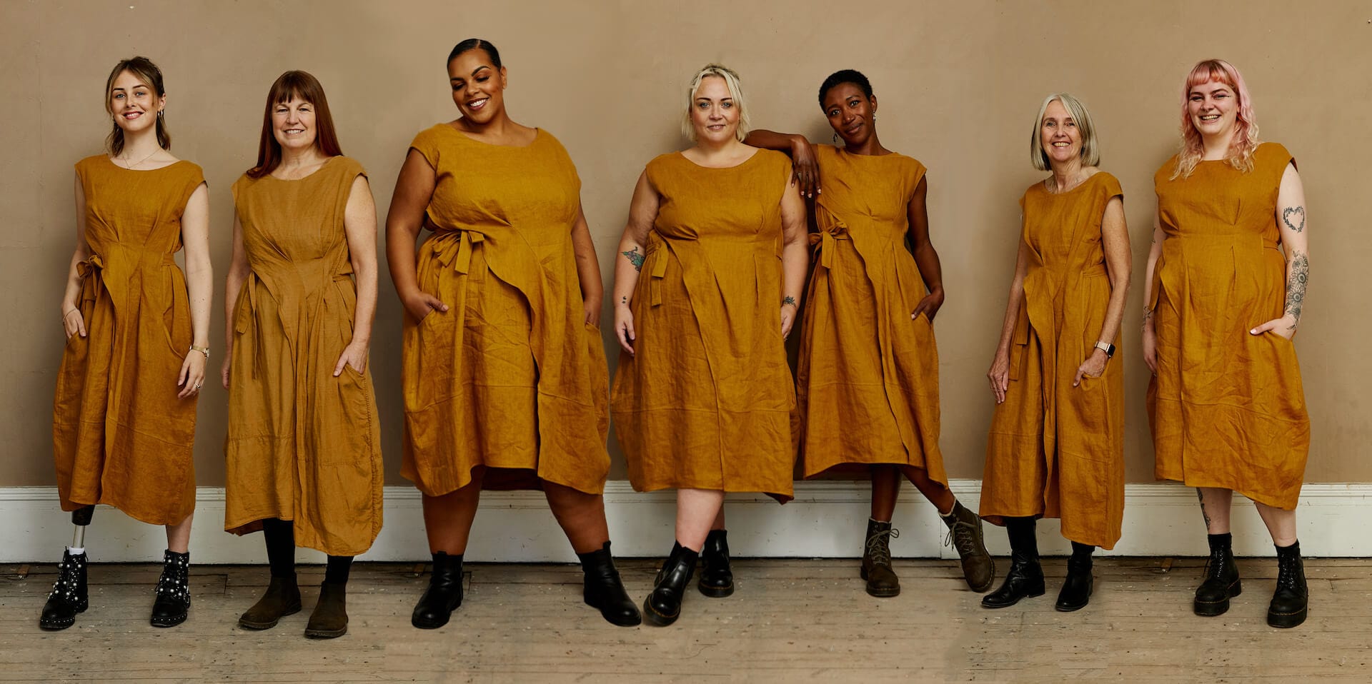 House Of Flint Dress New Fold Linen Dress - Ginger (various sizes available)