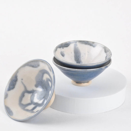 Hunkydory Ceramics Ceramics Little Ceramic Bowl - Grey & Blue Abstract Pattern