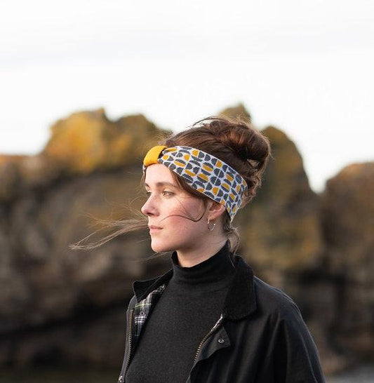 Island Nation Headband Jacquard Headband - Spheres Mustard