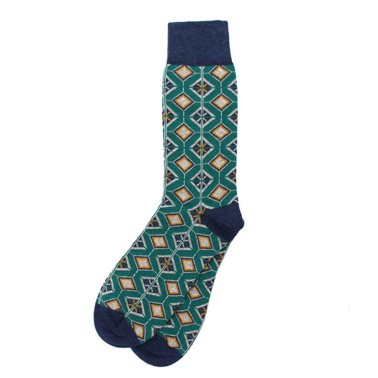 Katie Victoria Socks Mens Cotton Socks - Mosaic Teal (size 7 - 10)