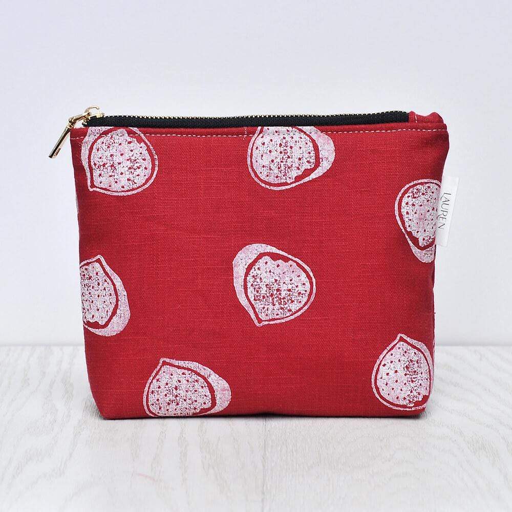 Lauren Holloway Make Up Bag Red / Fig Linen Make Up Bag