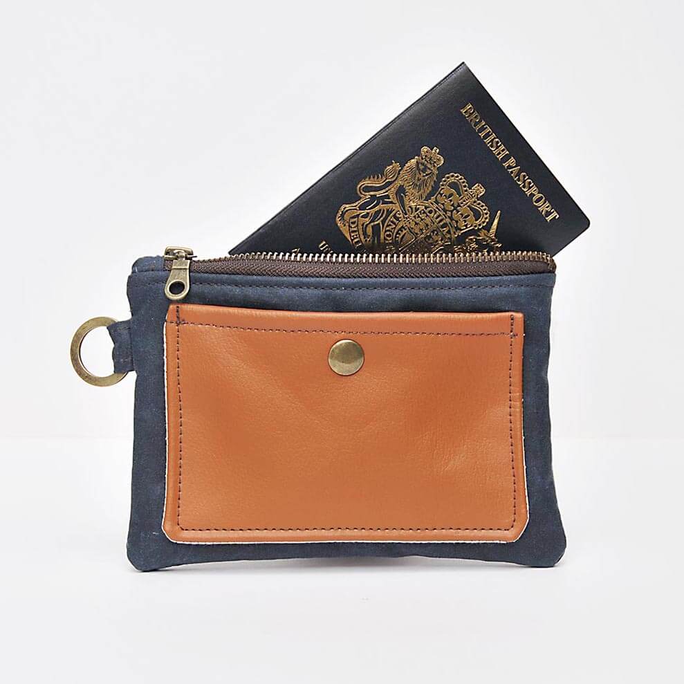Lauren Holloway Purse / Wallet Navy Recycled Leather Travel Pouch