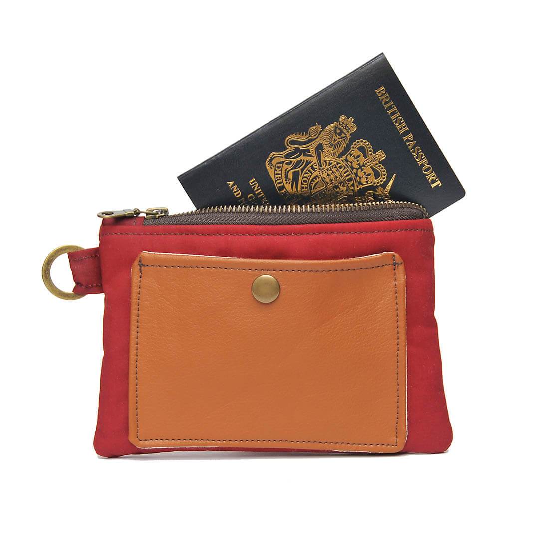 Lauren Holloway Purse / Wallet Red Recycled Leather Travel Pouch